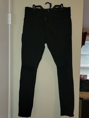 Sea Men's Black Skinny Jeans - Distressed Knee Detail